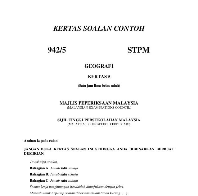 Contoh Kertas Soalan Ekonomi Stpm Penggal 1 - Persoalan v