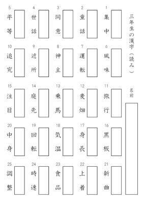 驚くばかり 小学 3 年生 漢字 1 学期
