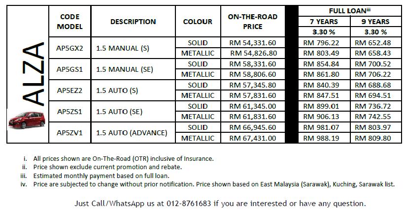 Perodua Alza Price In Kuching - N Warna