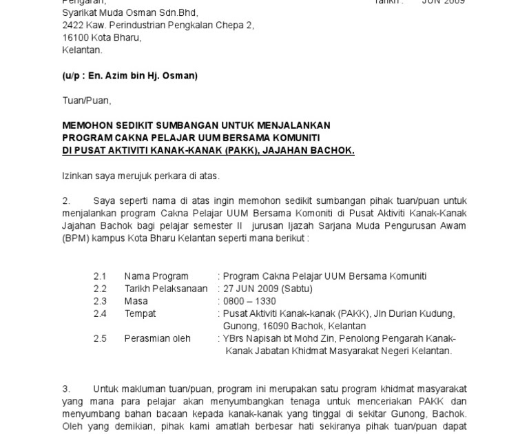 Surat Rasmi Senarai Vendor Yang Dicadangkan  Pewarna a