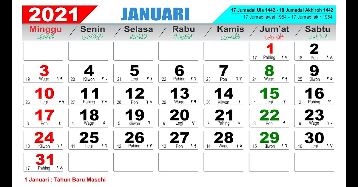 68 Gaya Terbaru Kalender  Jawa  2021 Januari  Kalender  Jawa 