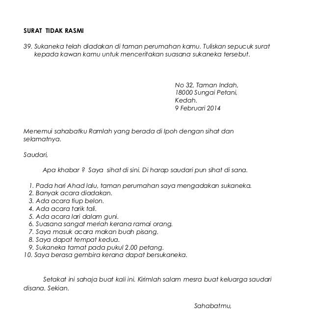 Contoh Karangan Surat Rasmi Lawatan Ke Kilang - Surat R