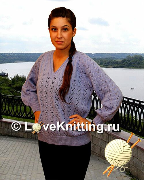 Пуловер в V-образным вырезом | Loveknitting.ru