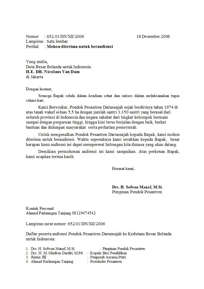 Contoh Surat Formal Dalam Bahasa Indonesia - Contoh Nov