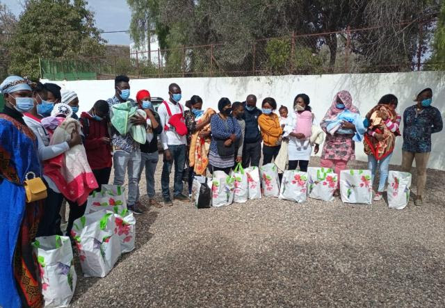ood baskets are distributed in Agadir, Morocco.