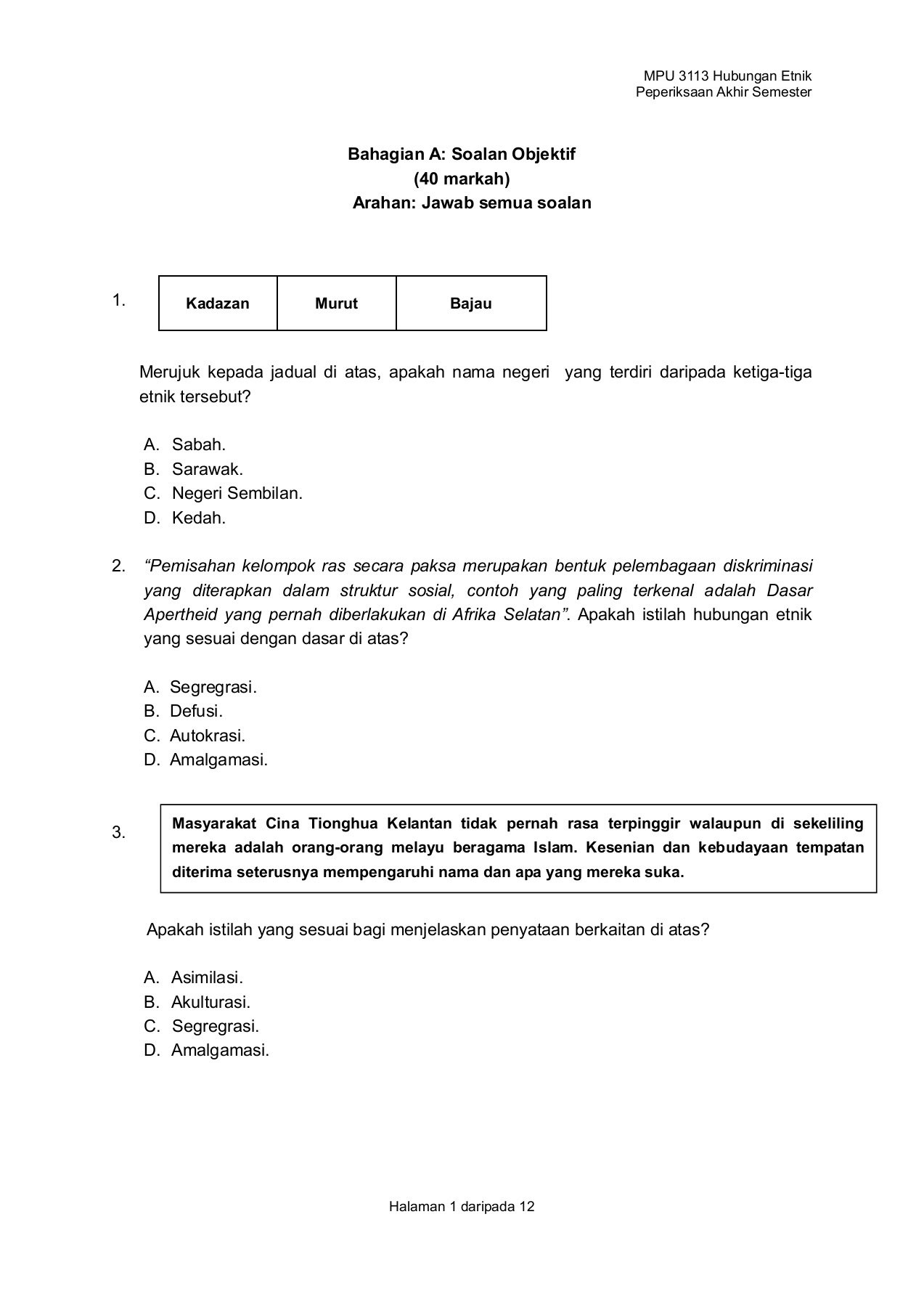 Contoh Soalan Kuiz Kemerdekaan Sekolah Rendah - Selangor c