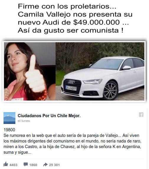 Mis amigos trolls me acusarán de robarle el cupo a un niño vulnerable si pongo a mi hija en la junji y de. Camila Vallejo Responde Con Ironia A Rumor Sobre Su Supuesto Audi Nacional Biobiochile