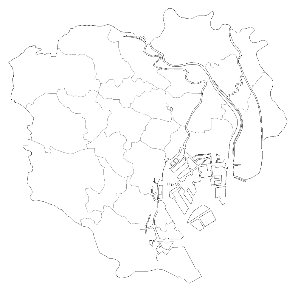 子供向けぬりえ 心に強く訴える白地図 23 区