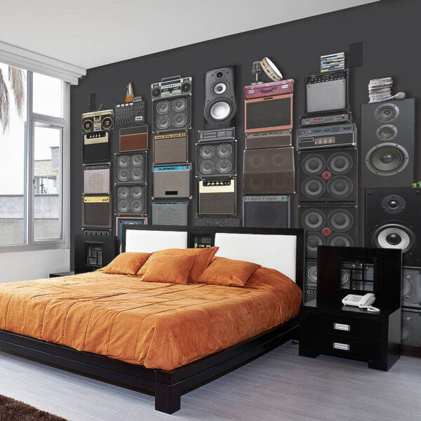 Modern boy room musical note decor, music note and stars cot, kids room music design. Music Themed Home Decor