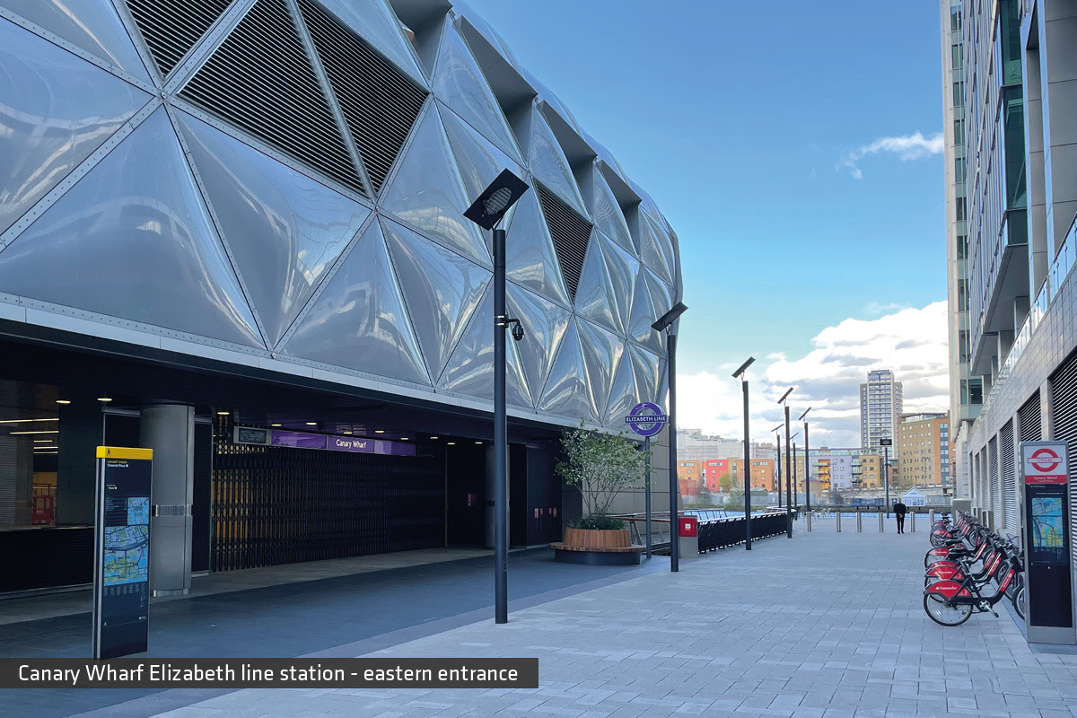 Image of the eastern entrance of Canary Wharf Elizabeth line station. This is the meeting point for pre-booked station visits on 24 April