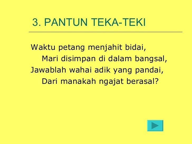 Soalan Teka Teki Pantun - Tersoal l