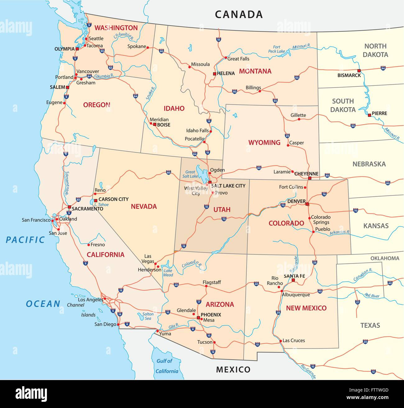 western us map highways