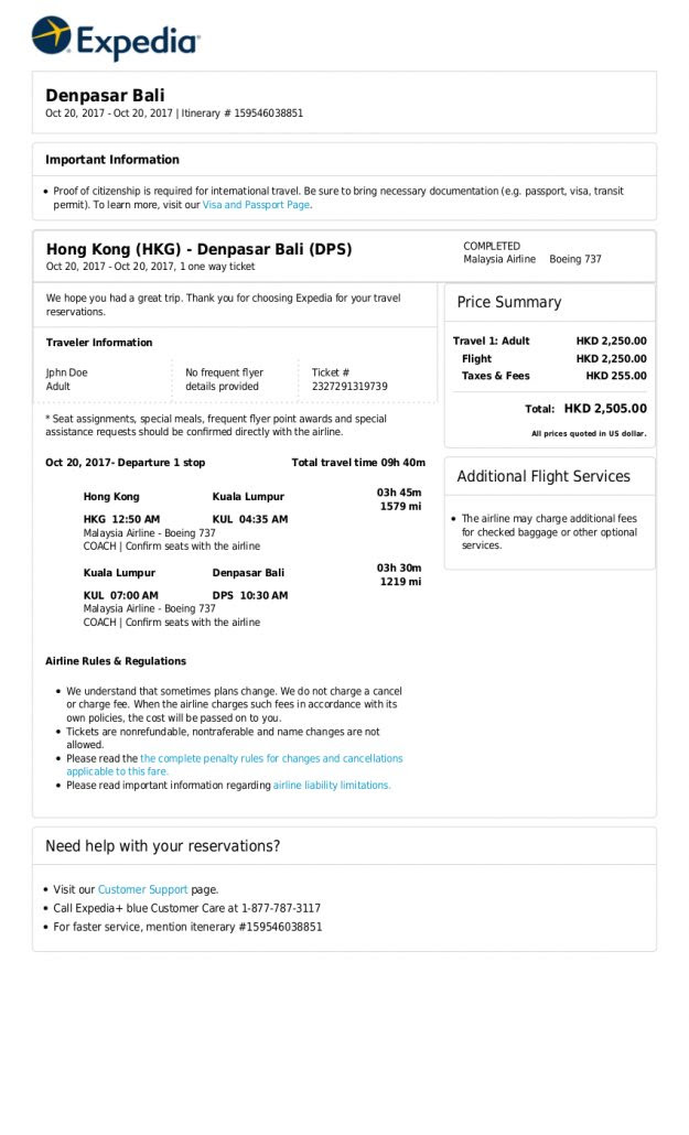 Flight Ticket Generator United Airlines and Travelling