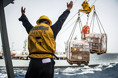 USS Donald Cook conducts a replenishment.