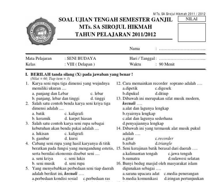 Soal Pat Bahasa Inggris Kelas Semester Tahun Beserta Jawabannya