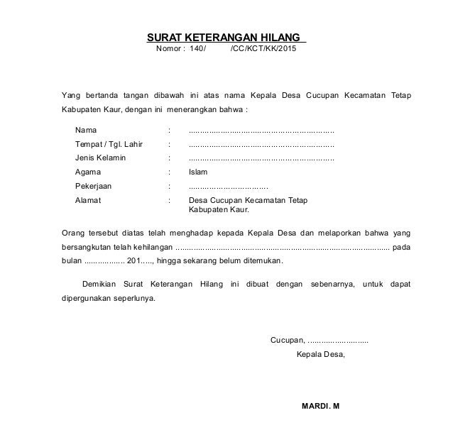 Contoh Surat Pernyataan Nikah Dibawah Tangan - Contoh Akar