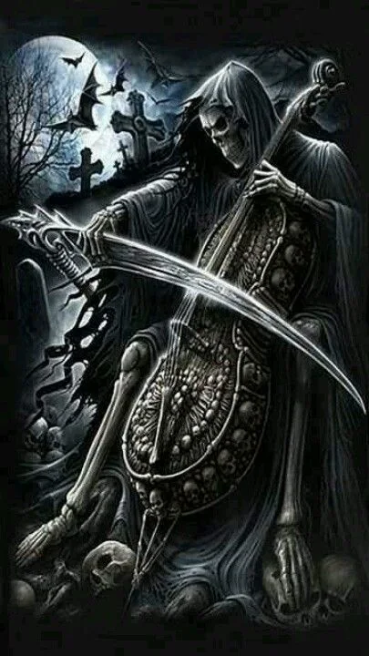 Serenade for the dead. the angel of deathâ€¦â€¦..HE SINGS FOR US ALL --- EVENTUALLYâ€¦ | "JUST PUT IT HERE" â€¦â€¦. KEEPER BOARD | Pinterest | Grim reaper, Death and Skull