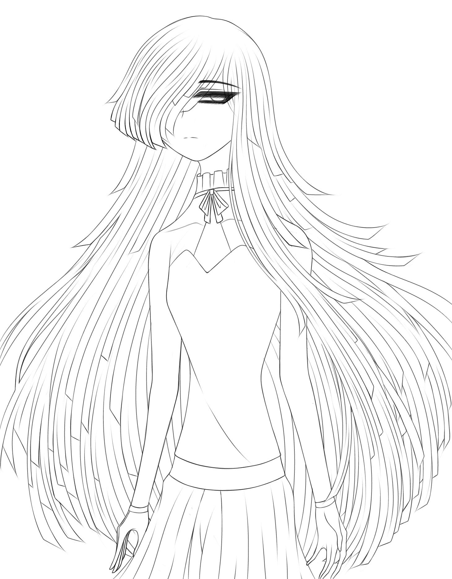 ダウンロード済み イラスト ロングヘア イラスト ロングヘア 線画 Saikonotrustmuryogazo