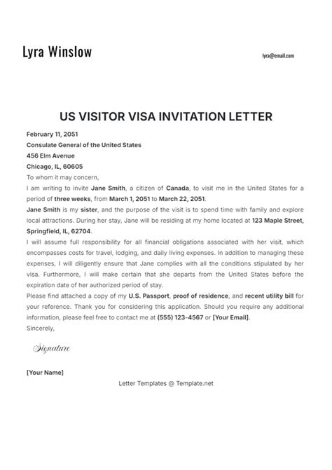 Invitation Letter For Visa Usa Letter