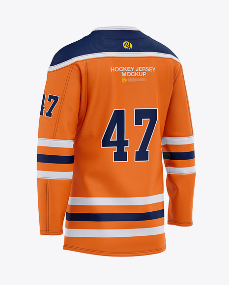 Download Free Men's Hockey Jersey Mockup - Back Half-Side View (PSD)