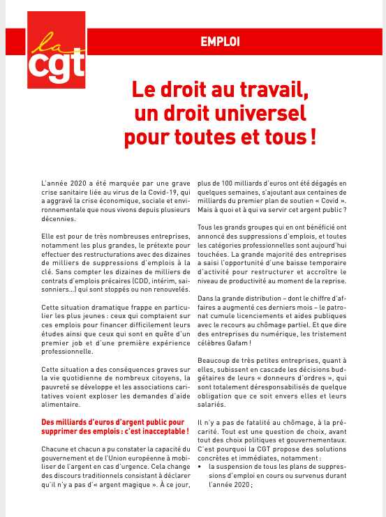 Le droit au travail, un droit universel pour toutes et tous !