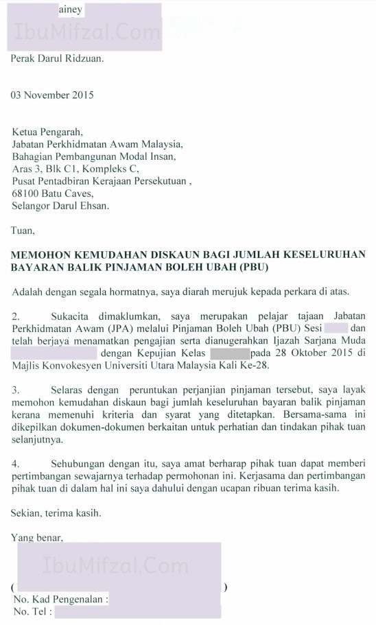 Surat Rasmi Permohonan Pengecualian Bayaran - Rasmi U