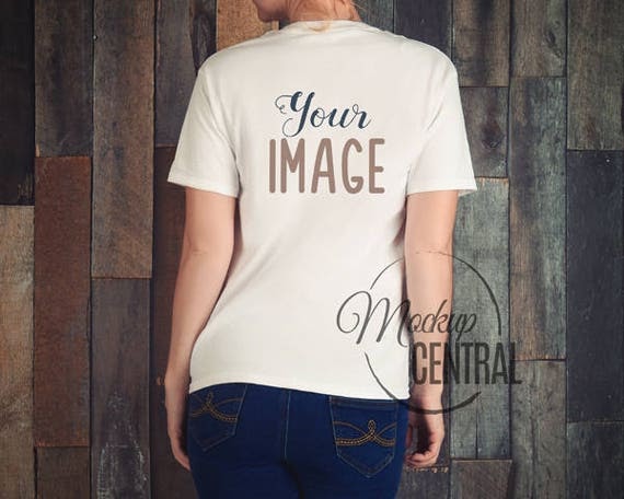 Download Blank White Womens T-Shirt Apparel Mockup Back View Design ...