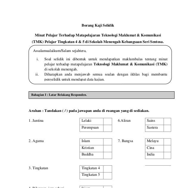 Contoh Soalan Responden - La Contoh