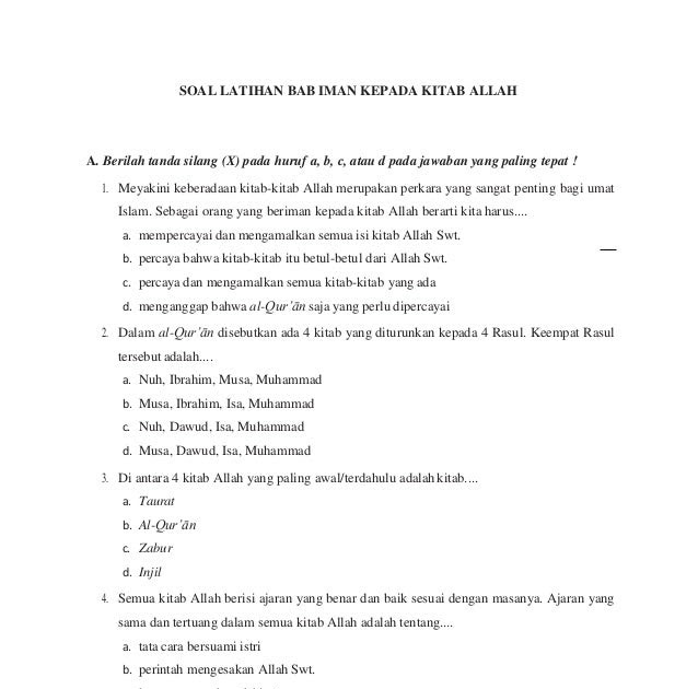 Buatlah 10 Soal Essay Tentang Iman Kepada Rasul Beserta