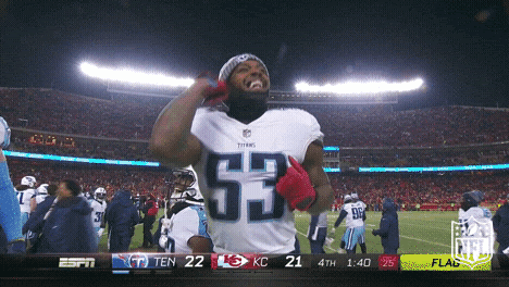 Gif: Football, Sports, Nfl, Sport, Bye, Goodbye, Titans, Bai, See Ya, Tennessee Titans, Later, Nfl Playoffs 2018, Wildcard 2018, Wildcard, Cocky, Bates, Cya, See You Later, 2018 Wildcard, Wildcard Weekend, See Ya