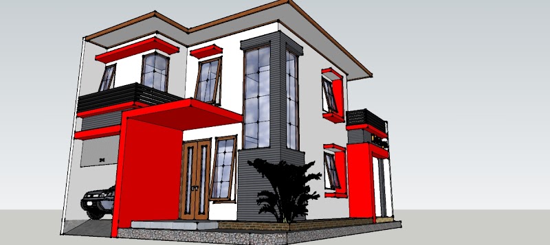 45 Inspirasi Baru Contoh Rumah 2 Lantai Bentuk L SketchUp