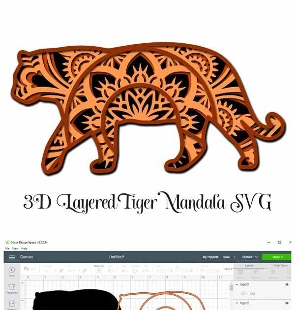 Download Layered Tiger Mandala Svg Free Project - Layered SVG Cut File