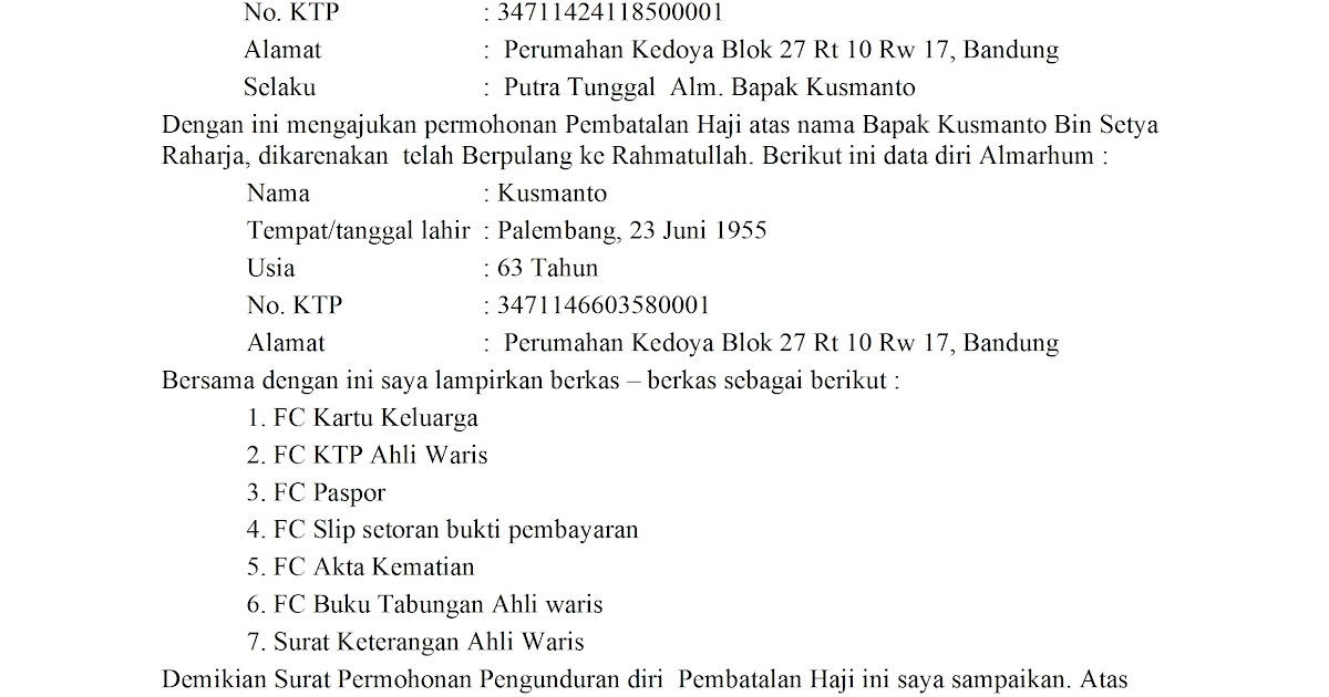 Contoh Surat Keterangan Kematian Dari Kepala Desa 