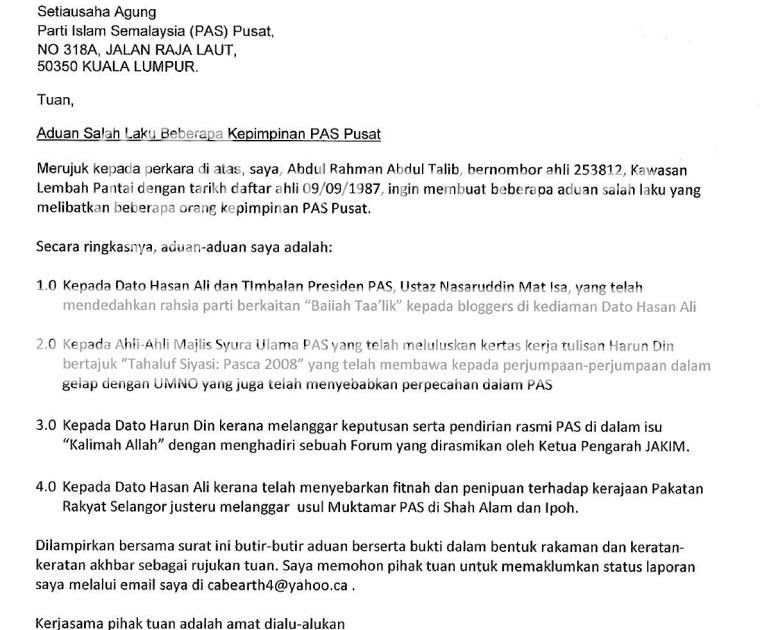 Contoh Surat Rasmi Aduan Tanah Runtuh - Rasmi Re