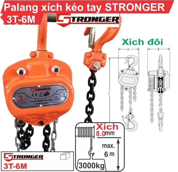 Pa lăng xích kéo tay 3 tấn Stronger