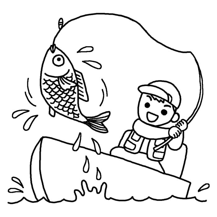 美しい花の画像 ぜいたく魚釣り イラスト 白黒