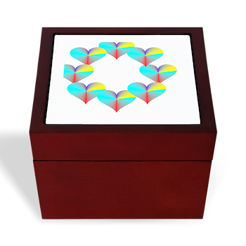 Circle of Rainbow Hearts Keepsake Box