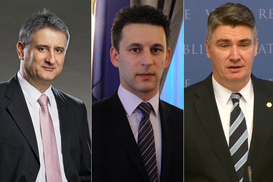 Left: Tomislav Karamarko, leader of HDZ Centre: Bozo Petrov, leader of Bridge group Right: Zoran Milanoivic, leader of SDP PHOTO: metkovic-news.com