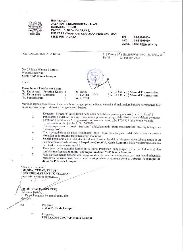 Contoh Surat Rasmi Mohon Tuntutan Insurans - Hontoh