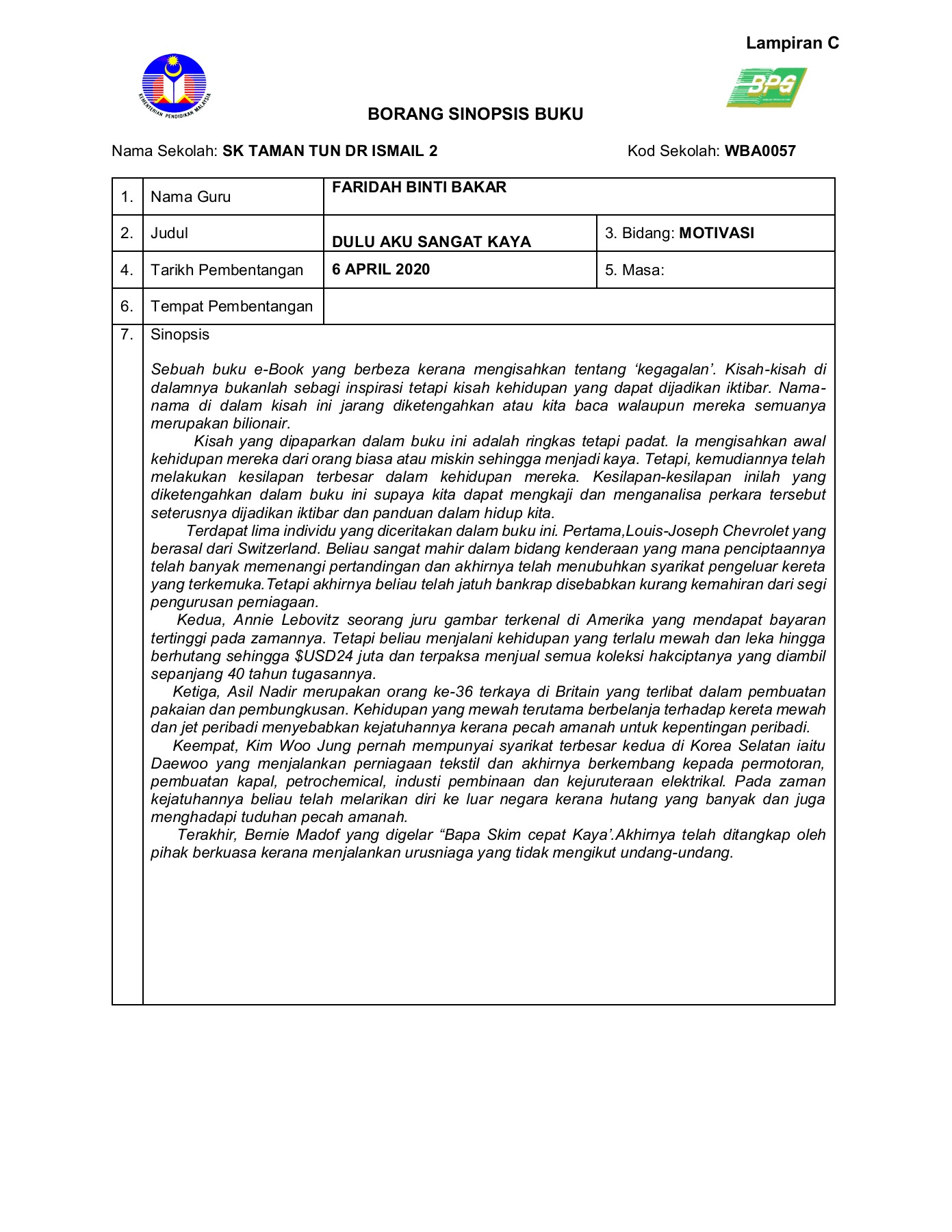 Sinopsis Buku Ilmiah Motivasi