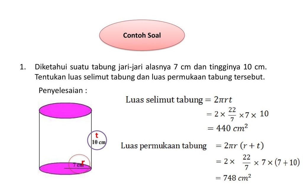 Contoh Soal Volume Tabung Dan Penyelesaiannya - Contoh ...