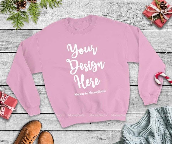 Download Free Christmas Pink SweaT-Shirt Mockup Gildan Heavy Blend Crewneck SweaT-Shirt (PSD) - Download ...