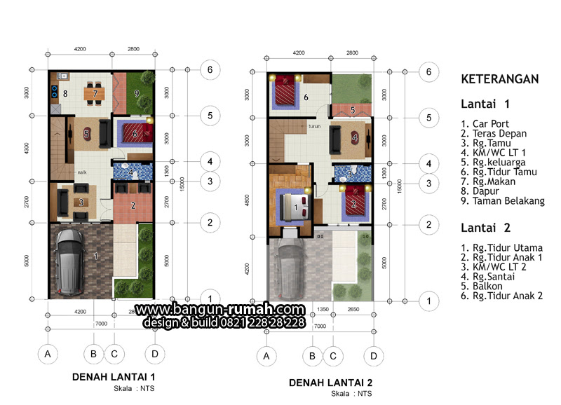 Denah Rumah  7 X 15 M  Contoh Z