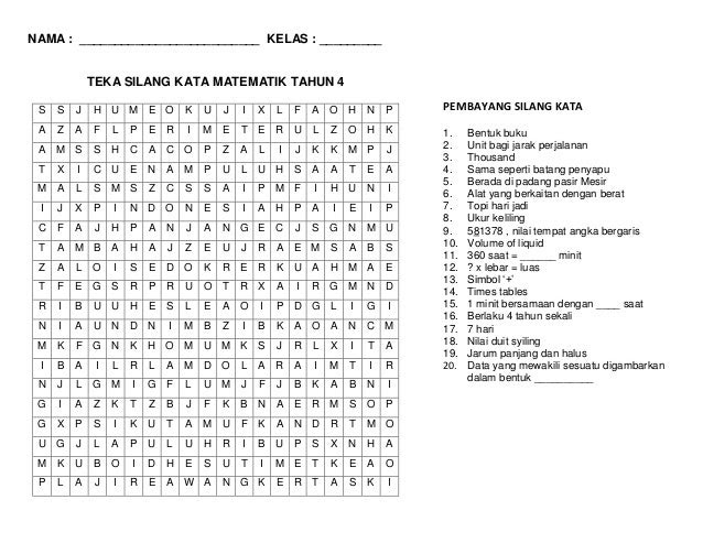 Soalan Matematik Tahun 4 Bulan Mac - Selangor k