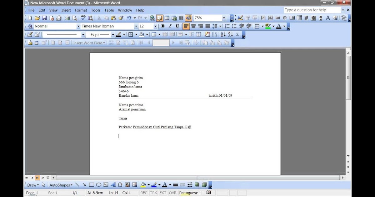 Format Surat Rasmi Microsoft Word - Surat Ras