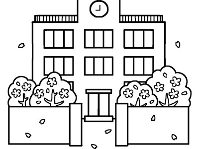 [最も共有された！ √] 校舎 学校 イラスト 白黒 156305