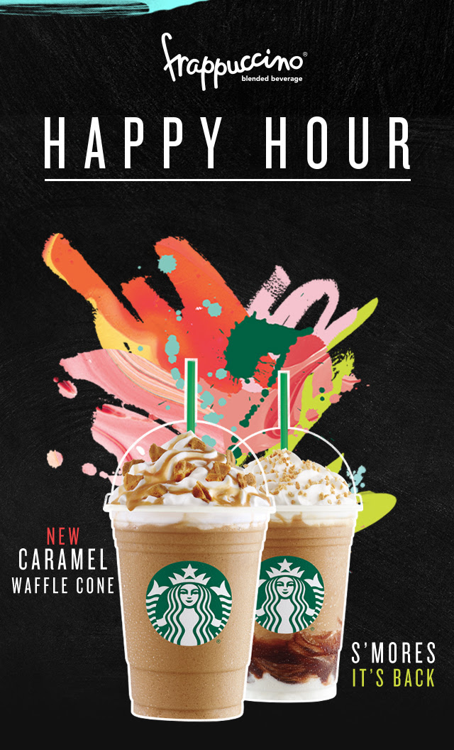 Frappuccion® blended beverage Happy Hour | New Caramel Waffle Cone | S'mores it's Back