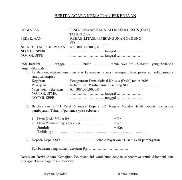 Contoh Berita Acara Laporan - Cable Tos