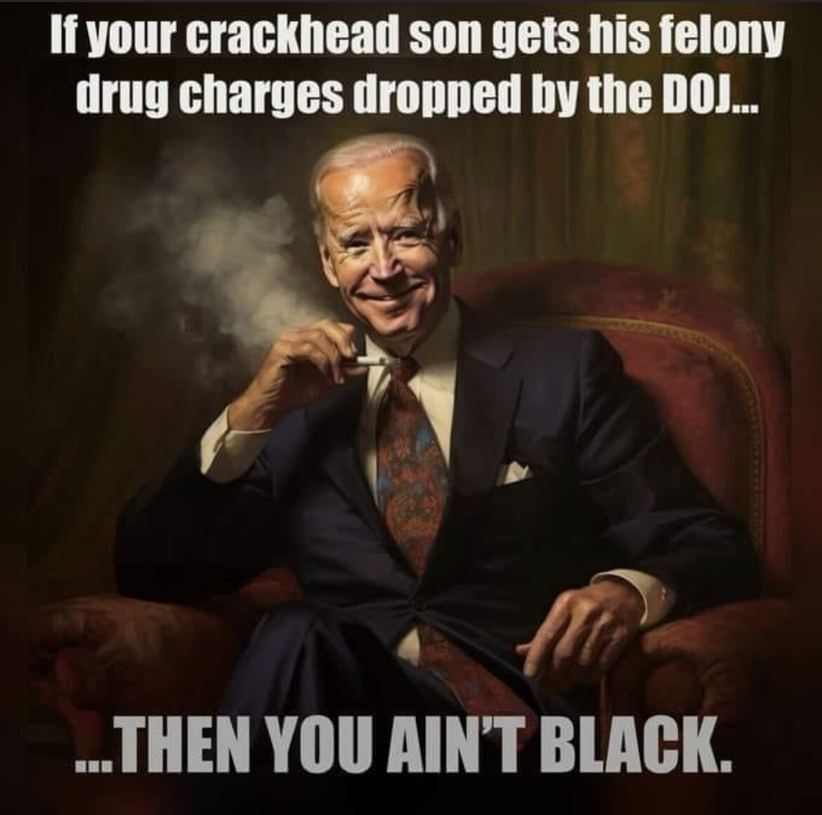 Meme mocking Biden for his son's cocaine abuse.