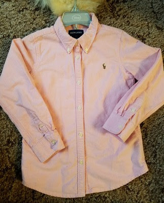 Bargain Boys Ralph Lauren Pink Long Sleeve Cotton easter Shirt size 6 6x